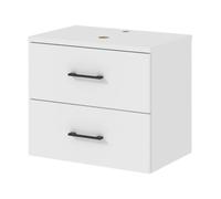 Homlando Meuble sous-lavabo Lumi 60 cm, Meuble de Salle de Bains Suspendu avec 2 tiroirs, Meuble sous-lavabo pour la Salle de Bains, Blanc