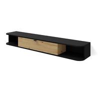 Homlando Meuble TV bas 156 x 29 x 19,8 cm - Meuble mural pour TV de 50" avec passage de câble - Meuble TV suspendu Icarus pour salon - Noir mat et chêne artisan