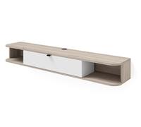 Homlando Meuble TV bas 156 x 29 x 20 cm - Armoire suspendue avec passage de câble - Meuble TV suspendu Icarus pour salon - Chêne Sonoma et blanc mat