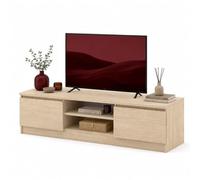 Homlando Meuble TV bas moderne, sans poignées, 2 portes et 2 compartiments ouverts, meuble TV pour salon, buffet, Maja 150 x 40 x 38,5 cm, chêne crème