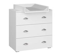 Homlando Mia Commode à langer avec 3 tiroirs, commode avec table à langer, meuble pour chambre d'enfant, beaucoup d'espace de rangement, 72 x 80 x 90 cm, blanc mat
