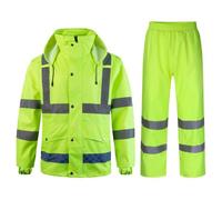 Homme 2 Pièces Combinaison de Pluie Imperméable à Capuche, Haute Visibilité Vetement de Travail Homme Ensemble XL