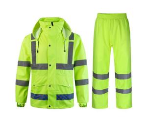 Homme 2 Pièces Combinaison de Pluie Imperméable à Capuche, Haute Visibilité Vetement de Travail Homme Ensemble XL