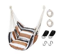 Hommtina Chaise Hamac avec Corde de Suspension, Chaise Suspendue Max 300 Kg avec Poche et Durabilité Parfaite pour l'Extérieur, la Maison, la Chambre, la Terrasse, la Cour (Coussins NON Inclus, Khaki)
