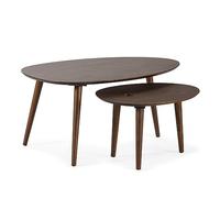 HOMN LIVING Set de 2 Tables Basses Eclipse Couleur Noyer, Bois Massif, 100 cm (Largeur) 60 cm (Profondeur) 45,5 cm (Hauteur)