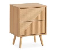 HOMN LIVING Table de Chevet Telmo 2 tiroirs Effet Chêne, 40 cm (Largeur) 30 cm (Profondeur) 55 cm (Hauteur)