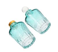 HOMOBABE 2 Flacons D'aromathérapie Lot de 2 Pièces 50ml en Verre Vert Légers et Compacts, Design Sculpté Chic sans Bouchon pour Diffusion Parfum Maison