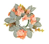HOMOBABE Anneaux de Bougies Artificielles Fleurs D'hortensia et Eucalyptus, Bougeoirs en Plastique et Tissu Soie, Décoration de Table pour Mariage et Fêtes