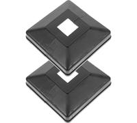 HOMOBABE Capuchons de Poteaux Carrés Prolonger la Durée de Vie en Plastique Noir 20x20 Cm, 2 Pièces, Ornement de Poteau de Clôture pour Décoration D'escalier ou Balcon