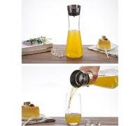 HOMOBABE Carafe en Verre 900ml Couvercle Inoxydable 304, Facile à Nettoyer et Conduction Thermique, pour Jus et Boissons Froides