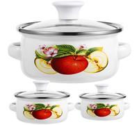 HOMOBABE Casseroles Émaillées Légères pour Usage Quotidien et Motifs Variés Set de 3 Anse, Marmites à Fond Plat Design Élégant Plusieurs styles pour Plaques à Induction Plusieurs styles