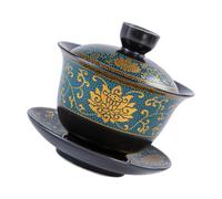 HOMOBABE Coffret Tasse à Thé en Céramique Style Chinois Classique Bol à Thé Multi-usage Décoratif, pour Restaurant et Bureau, 1 Set Élégant et Traditionnel