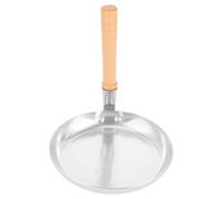 HOMOBABE Mini Poêle en Métal Argenté Multifonction Poignée Anti-brûlure en Bois, Poêle à Œufs Portable Cuisine Professionnelle et Usage Domestique