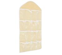 HOMOBABE Organisateur Mural Beige à 16 Poches pour Vêtements, Paquet de Rangement en Nylon et PE Fenêtre Transparente et Crochet, Grand Rangement Pratique pour Penderie