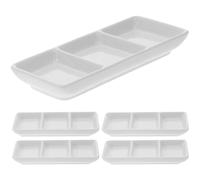 HOMOBABE Plats à Sauce Léger et Portable en Céramique à 3 Compartiments Blanc Lot de 5 pour Table à Manger ou Boutiques Alimentaires
