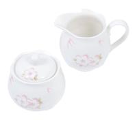 HOMOBABE Set de Pot à Lait et Sucrier en Céramique Blanc, Résistant Décoloration, Design Délicat, pour Hôtels et Restaurants