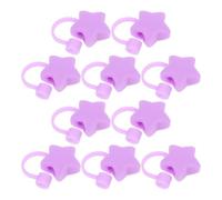 HOMOCONO 10 Bouchons de Paille en Silicone Pourpre D'étoile, Réutilisables et Anti-poussière, Adaptés aux Pailles de 6-8mm, pour Activités Extérieures et Bureau