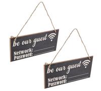 HOMOCONO 2pcs Étiquette de Mot de Passe Wifi en Matériau Bois Style Ardoise Réutilisable Design Suspendu Murale pour Décoration Maison et Cafés Élégante