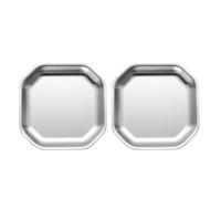 HOMOCONO 2pcs Plat à Hors-d'œuvre en Acier Inoxydable Style Coréen, Petites Assiettes Alimentaires Argentées Polies Lisses, Réutilisables pour Thé de L'après-midi