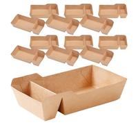 HOMOCONO 40 Pièces Boîte à Goûter en Papier Kraft 440ml Double Compartiment pour Snacks et Fritures, Design Pliable et Ouvert, pour Fêtes et Célébrations