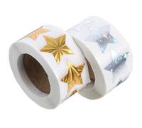 HOMOCONO Autocollants en Papier Couché, 2 Rouleaux de 500 Pièces Étoiles Brillantes Argentées Autocollants Adhésifs Décoratifs pour Emballage et Récompense Garçon et Filles