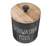 HOMOCONO Boîte Dosette Ronde en Bois avec Conteneur Étanche pour Lessive, Boîte de Rangement Élégante et Décorative pour Salle de Bain ou Buanderie Style