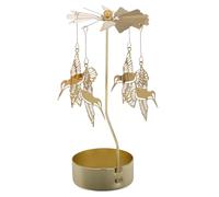 HOMOCONO Bougeoir Rotatif en Métal Doré avec Design Carrousel et Oiseau Élégant, Support pour Bougie Chauffe-Plat Parfumée, Décoration pour Chambres et Vitrines