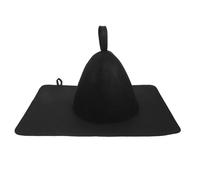 HOMOCONO Chapeau de Sauna en Feutre Noir Coussin de Siège Assorti | Laine Feutrée, Confort Accru et Maintien de Forme, pour Banc de Sauna et Séances Spa