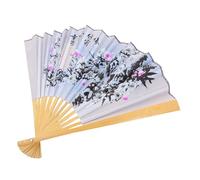 HOMOCONO Grand Éventail Pliant en Papier Renforcé et Bambou, Style Chinois Décoration de Fleur, Ventilateur à Main Vintage pour Danse en Ligne et Usage Domestique