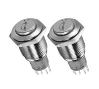 HOMOCONO Interrupteur à Bouton-poussoir Auto-réarmant Étanche en Métal 16mm Lot de 2 Pièces pour Marine et Camion pour Modifications Automobiles