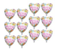 HOMOCONO Lot de 12 Ballons en Aluminium de Cœur Fête des Mères, Décoration de Fête Résistante et Facile à Utiliser pour Photo Props et Party Decoration
