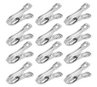 HOMOCONO Lot de 20 Pinces pour Serrage en Acier Inoxydable Argenté, Clips Multifonctionnels Faciles à Ouvrir pour Fixation Ombrage en Intérieur et Extérieur
