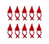 HOMOCONO Lot de 20 Set de Set de Housses de Bouteille de Vin Noël Rouge Mini Bonnets et Écharpes en Tissu Peluche, Accessoire Décoratif Facile à Transporter pour Fêtes de Noël