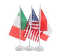 HOMOCONO Lot de 3 Drapeaux de Table pour Football 2026 en Tissu Polyester Impression Vive et Renfort des Bords, Support Plastique Blanc, pour Fêtes et Réunions en Extérieur Réutilisable