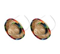 HOMOCONO Mini Serre-tête Sombrero Mexicain 2PCS en Paille pour Fête Cinco de Mayo et Animaux Accessoire Léger et Adapté