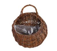 HOMOCONO Panier Mural Suspendu Support Mural Pratique en Fibres Tissées Couleur Café, Panier en Osier Rustique Décoratif pour Jardin Familial ou Balcon