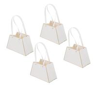 HOMOCONO Paquet Présents à en Papier Blanc 4pcs avec Poignées Doubles Multifonctionnels Faciles à Transporter pour Emballage de Fleurs et Décoration de Fenêtre