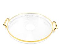 HOMOCONO Plateau Rond Polyvalent Doré en Plastique Transparent, Grand Plateau de Service pour Rangement de Bijoux et Collations, Maison et Bureau