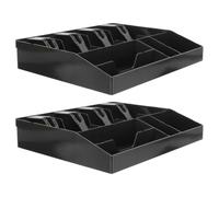 HOMOCONO Plateaux Tiroir-caisse Noirs en ABS et Fer avec Compartiments Multi-grilles Lot de 2 Design Compact et Tri Rapide pour Billets et Pièces pour Supermarchés et Heures de Forte