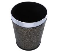 HOMOCONO Poubelle en Cuir Style Européen Rétro, Grosse Ouverture Spacieuse, Matériau Cuir et Acier Inoxydable, Chambre Maison, Rangement Pratique des Petits Objets