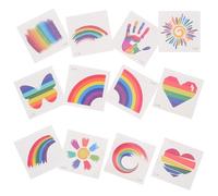 HOMOCONO Tatouages Temporaires Plusieurs styles pour Visage 24pcs Arc-en-ciel Autocollants Décoratifs Texture Douce et Design Dégradé Plusieurs styles pour Parades Festives