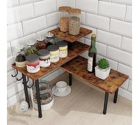 Homode Étagère d'angle pour comptoir de Cuisine, Organiseur de comptoir de Salle de Bain, étagère de comptoir à 3 Niveaux, Organisation Peu encombrante pour comptoir de Cuisine, étagère à épices, Bar