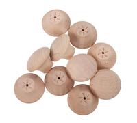 Homoyoyo 10 Pièces Bouton de Meuble en Bois Brut, Rond Champignon, 1 Trou | Bois Massif , Finition Lisse et Grain Visible, pour Armoires et Cuisines, Style Rustique
