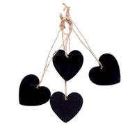 Homoyoyo 10 Pièces Étiquettes en Bois Forme Cœur avec Tableau Noir, Décorations Anniversaire et Mariage, Suspendues avec Corde en Jute, Taille pour Messages
