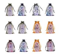 Homoyoyo 100 Pièces Pochettes en Organza à Cordon pour Bonbons Halloween Impression Toile D'araignée, Paquet en Tissu Ajustable et Pratique Rangement de Présents