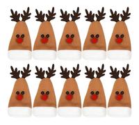 Homoyoyo 10pièces Housses de Couverts de Noël Motif Élan Protège-Couverts Décoratifs pour Fourchettes et Couteaux Accessoires de Table Festifs pour Cadeaux de Noël