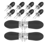 Homoyoyo 12 Pièces Fourche à Maïs Réutilisable en Acier Inoxydable | Silicone Noir, Prise Ferme et Anti-glisse, Usage Intérieur, Soirées Sociales, Style Moderne Simple