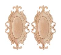Homoyoyo 2 Pièces Applique en Bois Sculpté Ovale pour Porte et Meuble | Bois Beige, Décoration Créative et Compacte, Finition Polie Fine, Effet Décoratif Généreux