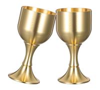 Homoyoyo 2 Pièces Calice Gobelet à Pied, Style Médiéval et Gothique | Finition Dorée Brillante, Isolation Thermique, pour Vin de Communion, Cocktails, Services Religieux