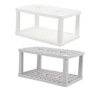 Homoyoyo 2 pièces Organisateur de Pinceaux de Maquillage Rack à Crayons et Pinceaux avec Compartiments Blanc Gris pour Bureau et Coiffeuse